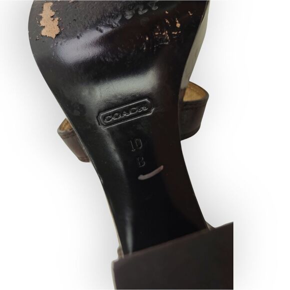 Coach Brown Genuine Leather and Gold Details Heels Luxurious Style Size 10B - Picture 7 of 7